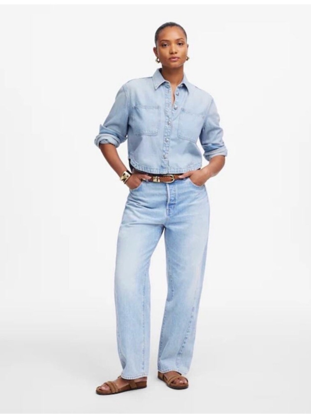 NWT Madewell Curvy Barrel Leg Jeans Light Wash Womens 33